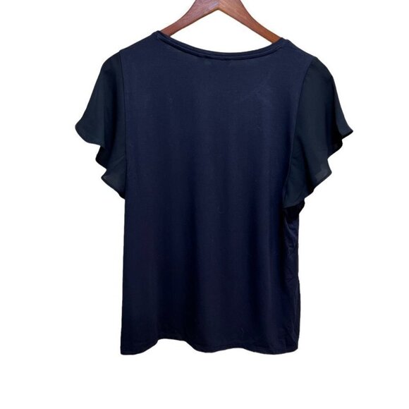 Reitman’s Flutter Sleeve  Mix Media Top Size M - Picture 4 of 10